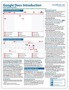 Pamphlet Google Docs Quick Reference Training Card - Laminated Tutorial Guide Cheat Sheet (Instructions and Tips) Book