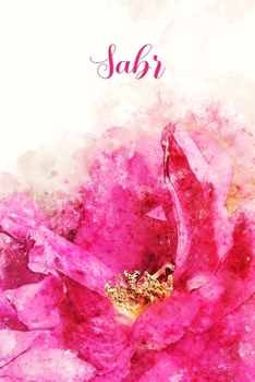 Paperback Sabr: Pink Floral Personalized Name Journal for Women 6x9 Book