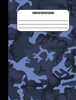 Paperback Composition Notebook: Camouflage Blue Army 100 Ruled Pages (7.44 x 9.69) Book