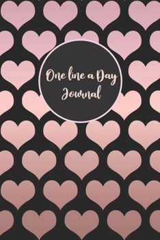Paperback One Line A Day Journal: Rose Hearts One Line A Day Journal To Write In, Five-Year Memory Book, Diary, Notebook, Lined Blank Pages Book