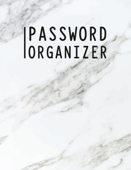 Password Organizer: White & Black Marble Password Tracker Organizer to Write in you Passwords & Details