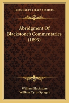 Paperback Abridgment Of Blackstone's Commentaries (1893) Book