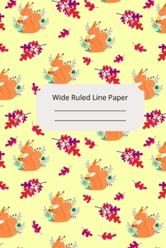 Cute Baby Squirrel Theme Wide Ruled Line Paper