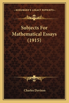Paperback Subjects For Mathematical Essays (1915) Book
