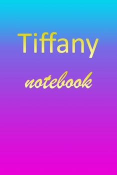 Tiffany: Blank Notebook | Wide Ruled Lined Paper Notepad | Writing Pad Practice Journal | Custom Personalized First Name Initial T Blue Purple Gold  | ... Homeschool & University Organizer Daybook