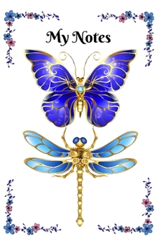 Paperback Blue and Gold Butterfly and Dragonfly Notebook Book