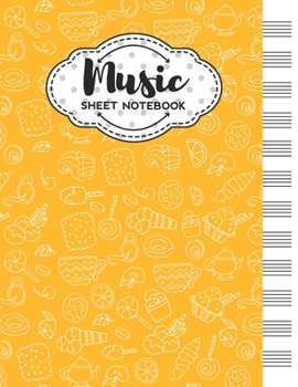 Paperback Music Sheet Notebook: Blank Staff Manuscript Paper with Sweets Themed Cover Design Book