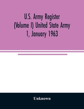 Paperback U.S. Army register (Volume I) United State Army 1, January 1963 Book