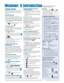 Pamphlet Windows 8 Quick Reference Guide (Cheat Sheet of Instructions, Tips & Shortcuts - Laminated) Book