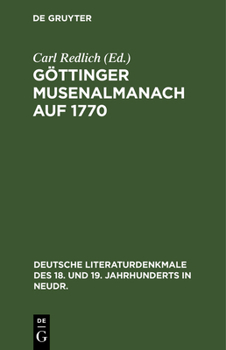 Hardcover Göttinger Musenalmanach Auf 1770 [German] Book