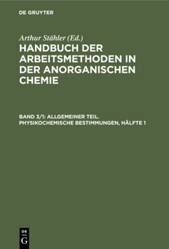 Hardcover Allgemeiner Teil. Physikochemische Bestimmungen, Hälfte 1 [German] Book