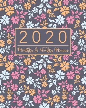 2020 Monthly & Weekly Planner: Pink and Blue Floral Design • 12 Months Calendar with US Holidays • Weekly and Monthly View Planner from January 2020 ... and Organizer with Birthday and Contact List