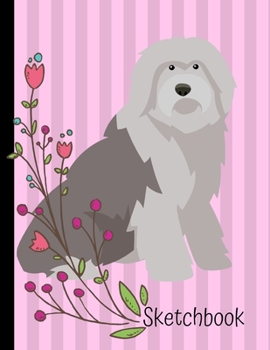 Paperback Sketchbook: Old English Sheepdog Pink Sketch Book 8.5 x 11 Blank Paper 100 Pages Notebook For Drawing Art Journal Book