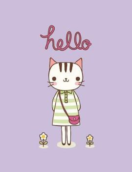 Paperback Hello: Cute cat on purple cover and Dot Graph Line Sketch pages, Extra large (8.5 x 11) inches, 110 pages, White paper, Sketc Book