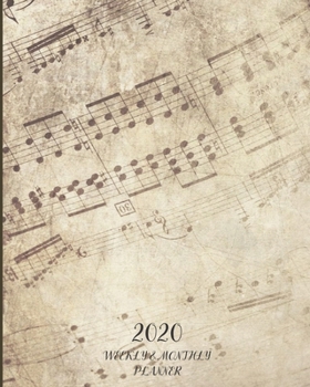 Paperback 2020: Weekly and Monthly Planner/Calendar Jan 2020 - Dec 2020 Vintage Faded Sheetmusic Book