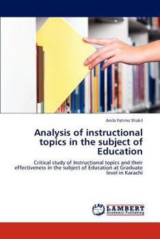 Paperback Analysis of instructional topics in the subject of Education Book