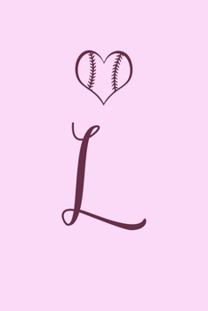 L: Name Monogram Initial L Softball 6x9" Lined Notebook/Journal Gift Idea For Girls, Women, School, College and Work