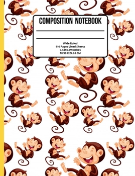 Paperback Composition Notebook Wide Ruled: Monkey 110 Pages Book