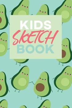 Kids Sketch Book: Kawaii Cute Avocado Vegan Food Pattern