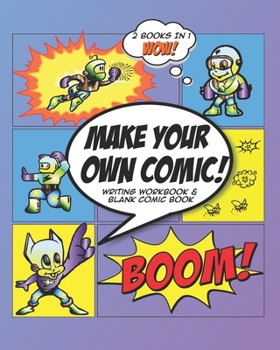 Paperback Make Your Own Comic: Writing Workbook and Blank Comic Book Purple Superhero Theme Book