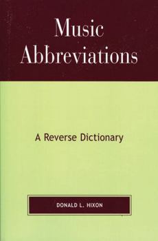 Paperback Music Abbreviations: A Reverse Dictionary Book