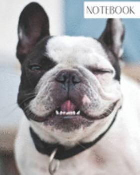 Notebook: Large College Ruled Notebook for Everyday Use Black and White Cute Bulldog Face