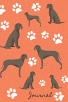 Journal: Journal Lined Blank Paper Diary Weimaraner Dog Coral