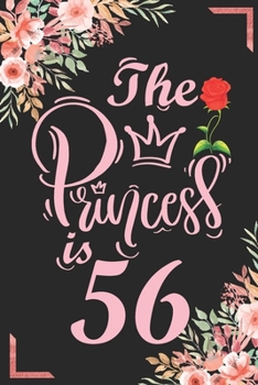 The Princess Is 56: 56th Birthday & Anniversary Notebook Flower Wide Ruled Lined Journal 6x9 Inch ( Legal ruled ) Family Gift Idea Mom Dad or Kids in Holidays - Marble & Red Love Flowers Cover