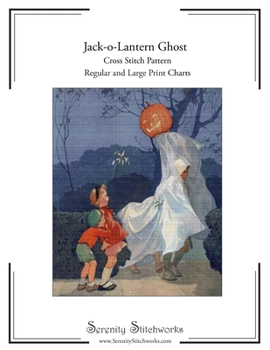 Jack-o-Lantern Ghost Cross Stitch Pattern: Regular and Large Print Charts