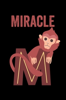 Miracle: Journal (Diary, Notebook) Personalized Custom Name Alphabet Monkey Birthday Gift for Girls