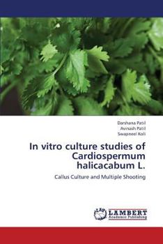 Paperback In vitro culture studies of Cardiospermum halicacabum L. Book