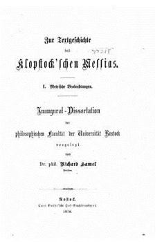 Paperback Zur Textgeschichte des Klopstock'schen Messias [German] Book