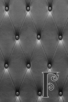 F: Writing Journal Notebook Personalized with Black Monogram Initial Letter on a Dramatic Charcoal Gray Diamond Shape Tufted background. (6"x9" 110 Blank Lined Pages with Space for Date)