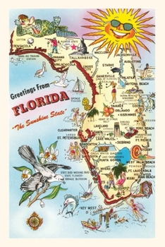 Paperback Vintage Journal Map of Florida Attractions Book