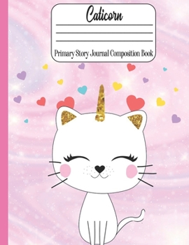 Caticorn Primary Story Journal Composition book: Adorable Caticorn for Kindergarten to 2nd Grade Elementary Students  (109 Pages. Size: 8.5" x 11") Draw and Write, Dotted Midline Creative Picture
