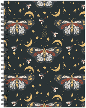 Spiral-bound Butterfly Moon Academic July 2024 - June 2025 6.5 X 8.5 Softcover Planner Book