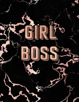 Paperback Girl Boss: Inspirational Quote Notebook, Trendy Black Marble and Rose Gold - 8.5 x 11, 120 Wide Ruled Pages Book
