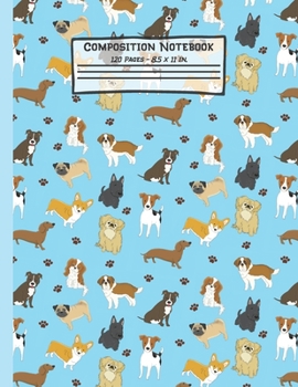 Paperback Dogs Composition Notebook: Dogs Gifts: Paperback Blank Wide Ruled Lined Paper Journal for School: 8.5" x 11" Book