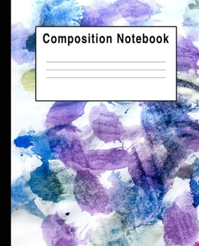 Paperback Composition Notebook: Blue & Purple Art Watercolor Splats Book