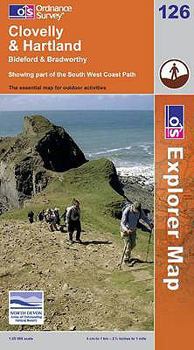 Paperback Clovelly and Hartland (Explorer Maps) 126 Book