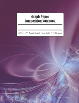 Paperback Graph Paper Composition Notebook: Purple Wisp Grid Paper Notebook Journal 4x4 Quad Ruled 120 Pages Large Format 8.5 x 11 Book