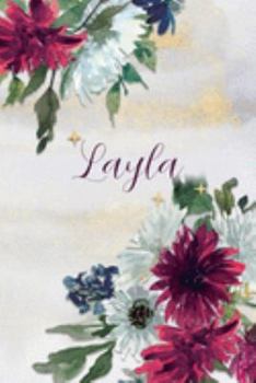 Paperback Layla: Personalized Journal Gift Idea for Women (Burgundy and White Mums) Book