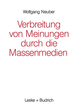 Paperback Verbreitung Von Meinungen Durch Die Massenmedien [German] Book