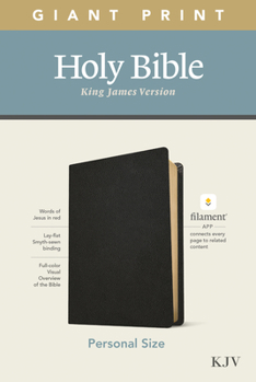 Leather Bound KJV Personal Size Giant Print Bible, Filament Enabled Edition (Genuine Leather, Black) [Large Print] Book