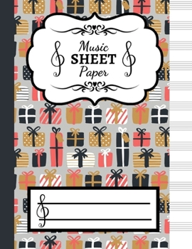 Paperback Music Sheet Paper: Christmas Themed Blank Music Manuscript Book / Writing Pad / Composition Notebook / Journal / Diary Book