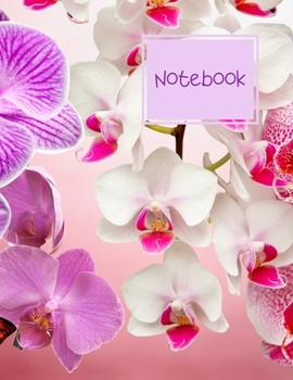Notebook: 100 page journal paper notebook. Keep all your writing and notes organised in one book. Lilac & white orchid flower design