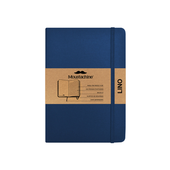 Paperback Moustachine Classic Linen Large Dark Blue Lined Flex Book