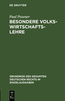 Hardcover Besondere Volkswirtschaftslehre [German] Book