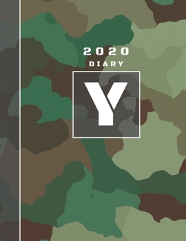 Personalised 2020 Diary Week To View Planner: A4  Letter Y Green And Brown Camo Camouflage Organiser And Planner For The Year Ahead, School, Business, Office, Work, University
