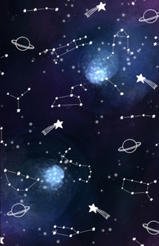 Paperback Bullet Dot Grid Journal: Galaxy Constellations Blue Purple Planet Night Sky Doodles Pattern, Dotted Grid, (5.5 x 8.5) Book